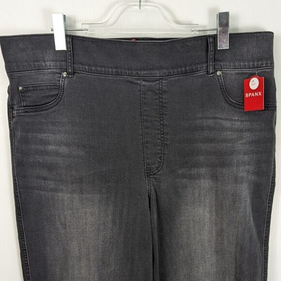 Spanx Straight Leg Jeans Vintage Black Pull-On Shaping Stretch Denim 3X Tall NWT - Picture 4 of 10